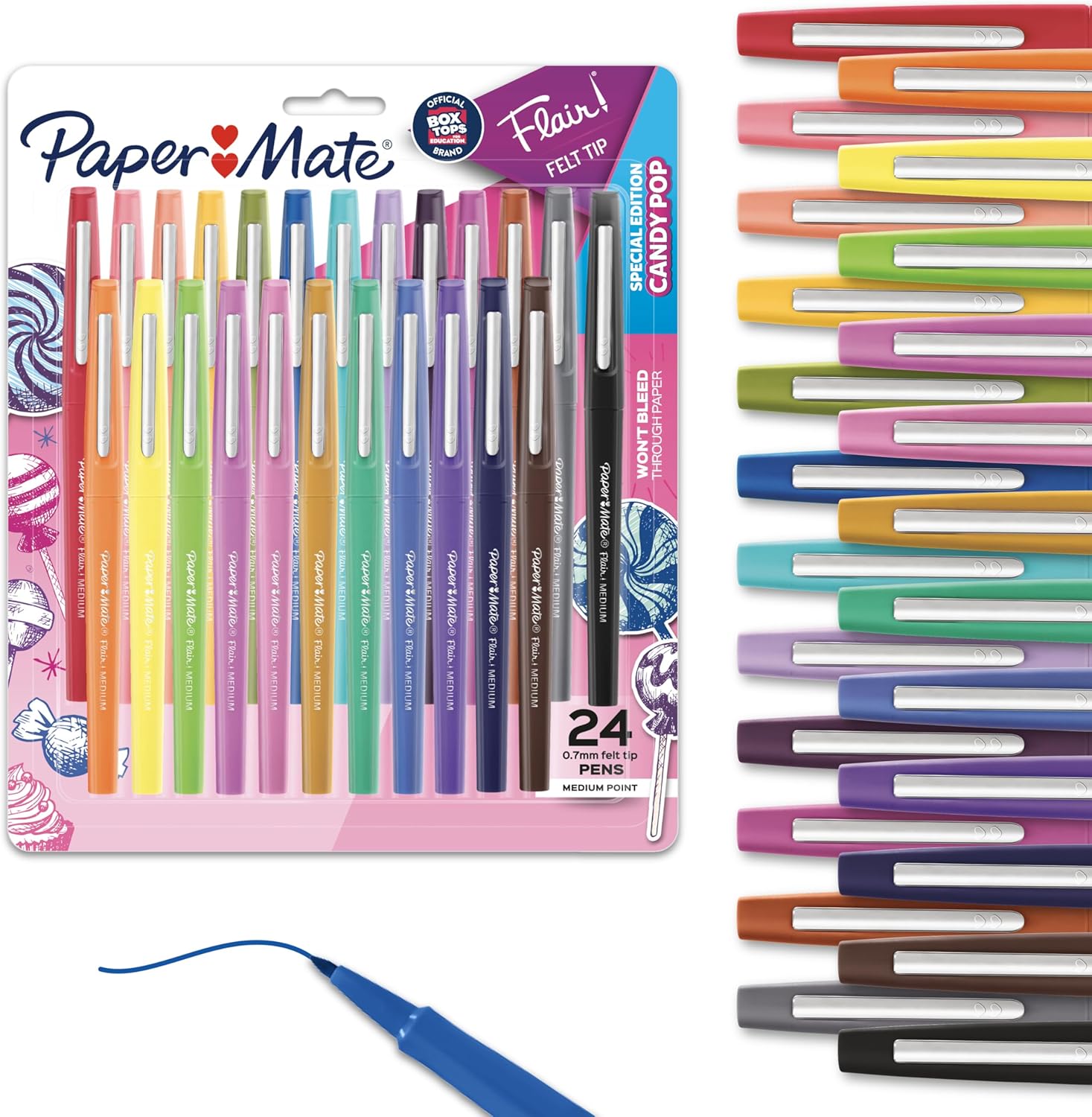 Paper Mate Flair Felt Tip Pens, Medium Point 0.7 Millimeter Marker Pens, Back to School Supplies for Teachers & Students, Assorted Colors, 24 Count