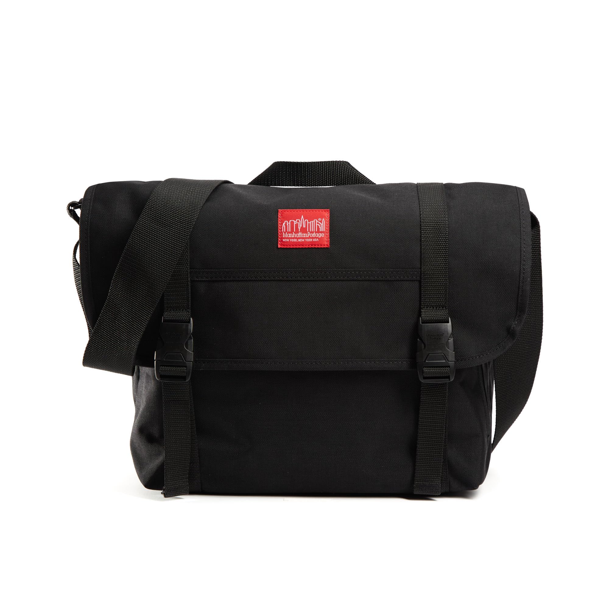 Manhattan Portage Flushing Messenger Bag Black With Adjustable Shoulder Strap Water Resistant Zippered Main Compartment 1000D Cordura For