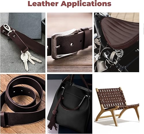 Miniatura 6 de ELW - Correas de piel latigo marrón de 9 a 10 oz (3,6 a 0.157 in), color marrón