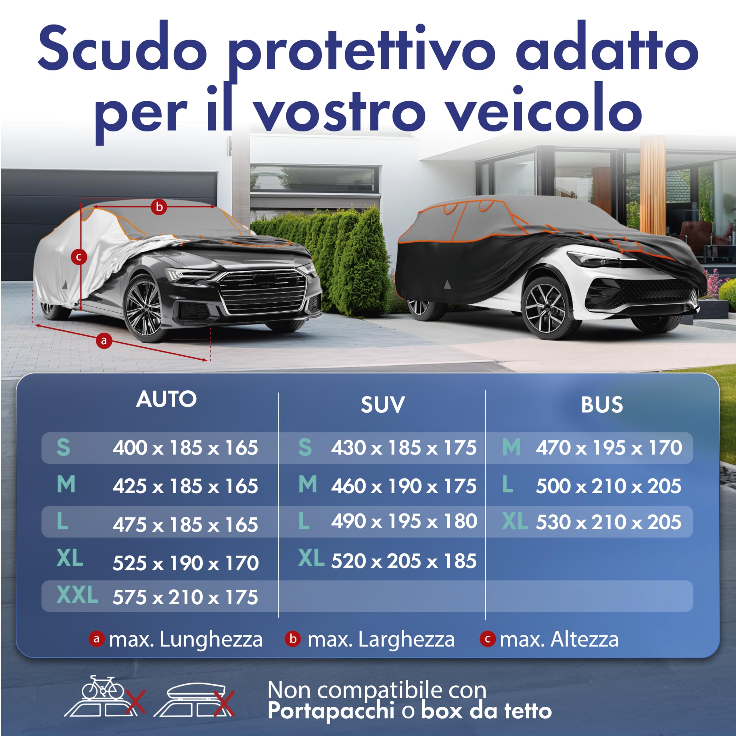 WALSER telo antigrandine per auto, Perma Protect, copertura per auto antigrandine con migliore qualità-prezzo*, telo protettivo idrorepellente, Copriauto traspirante M