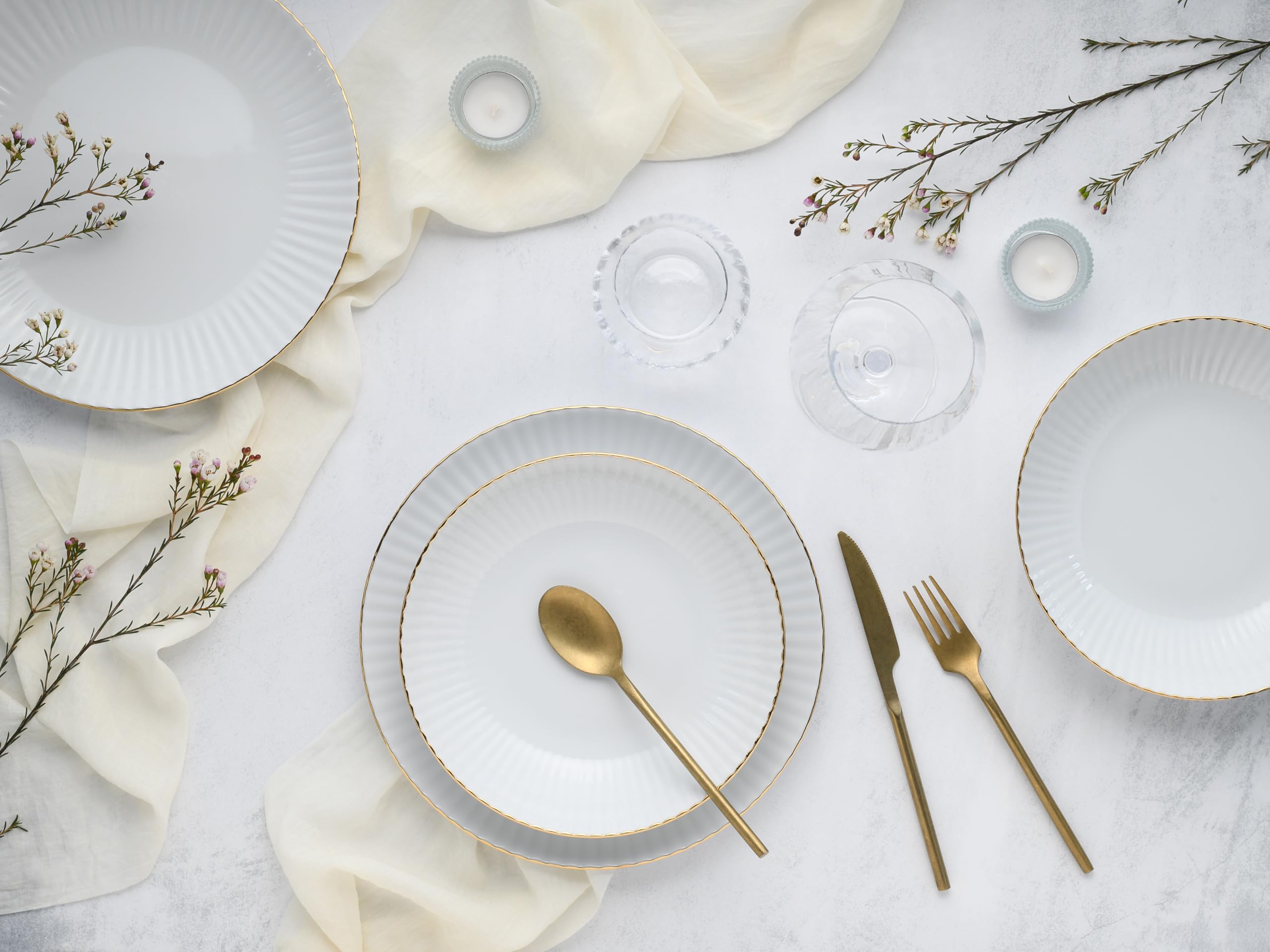 CreaTable, 20752, seria Allegra Goldband, 12-częściowy zestaw naczyń dla 6 osób, serwis stołowy z porcelany, Made in Europe