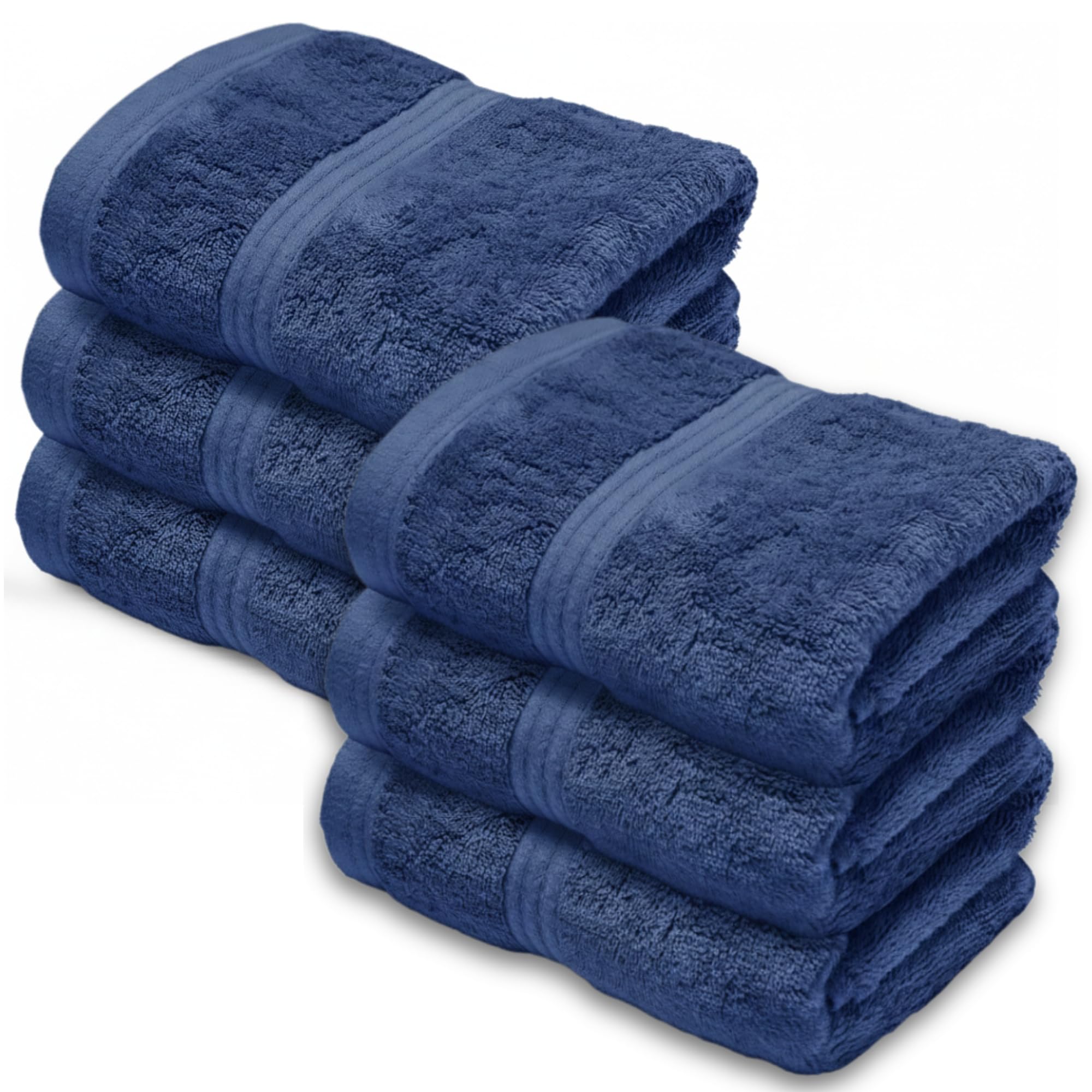 Makooz Luxurious Bamboo Face Flannels Pack of 6-700 GSM Thick Bamboo Face Cloth Towel - Silky Soft, Absorbent, Quick Dry Wash Cloth - Bath Flannel for Bathroom, Home, Hotel & Spa โ 33X33CM Navy Blue โ image 1