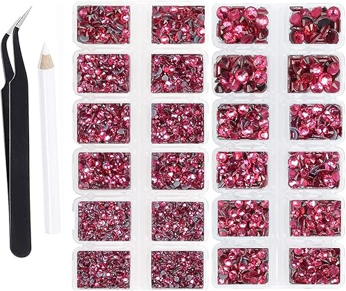 8000 unidades de 5 tamaños de lentes de imitación de hierro termoadhesivo con parte trasera plana para proyectos de bricolaje con pinzas y bolígrafo