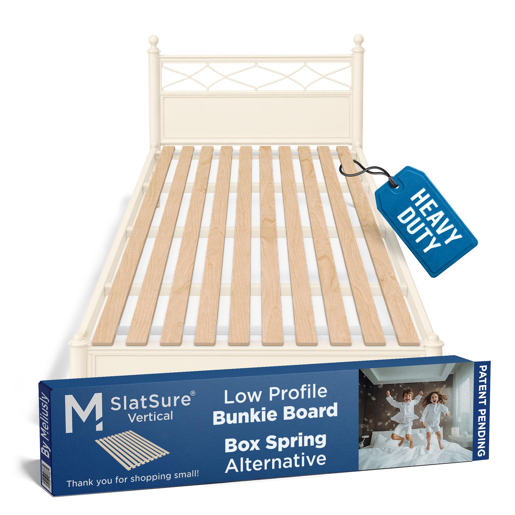 Photo 1 of Meliusly SlatSure Full Size Bunkie Board – Heavy Duty Vertical Bed Slats & Foldable Wooden Support Board for Sagging Mattress or Platform Bed Frame, Box Spring Alternative and Replacement