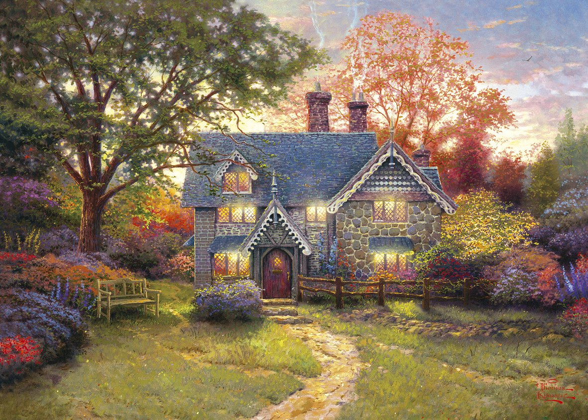 Gibsons Gingerbread Cottage Jigsaw Puzzle By Thomas Kinkade