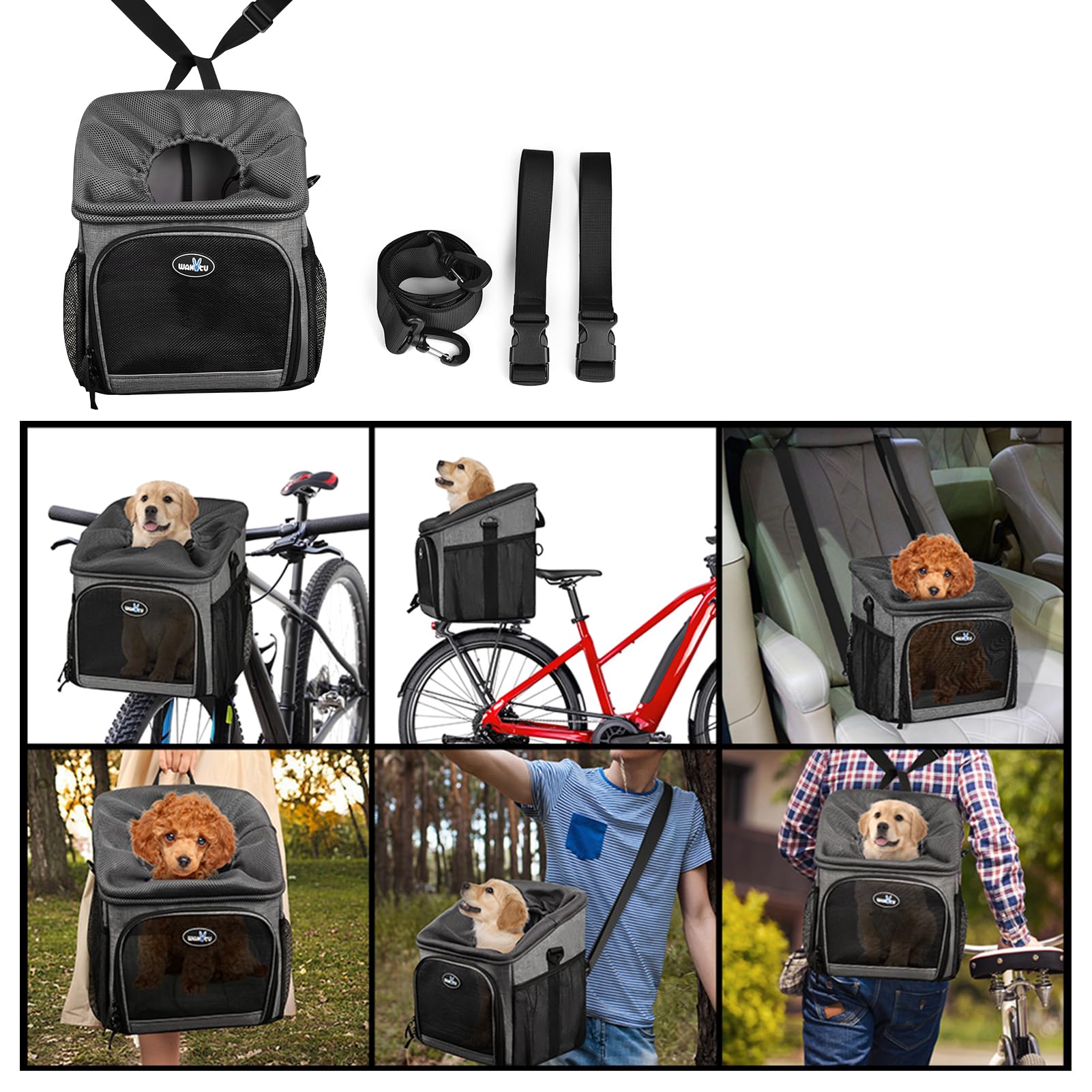 Lixada Zaino portabiciclette per Animali Domestici Portabiciclette per Cani Pieghevole Rimovibile,Cestino per Bicicletta Animale Domestico, per Cani/Gatti,Cestino Multiuso per Biciclette da Trasporto