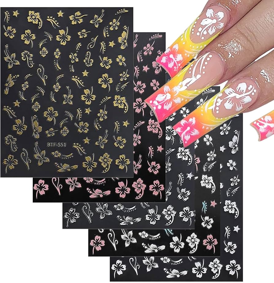 Amazon.co.jp: ネイルシール 花 10枚セット ハイビスカス ネイル