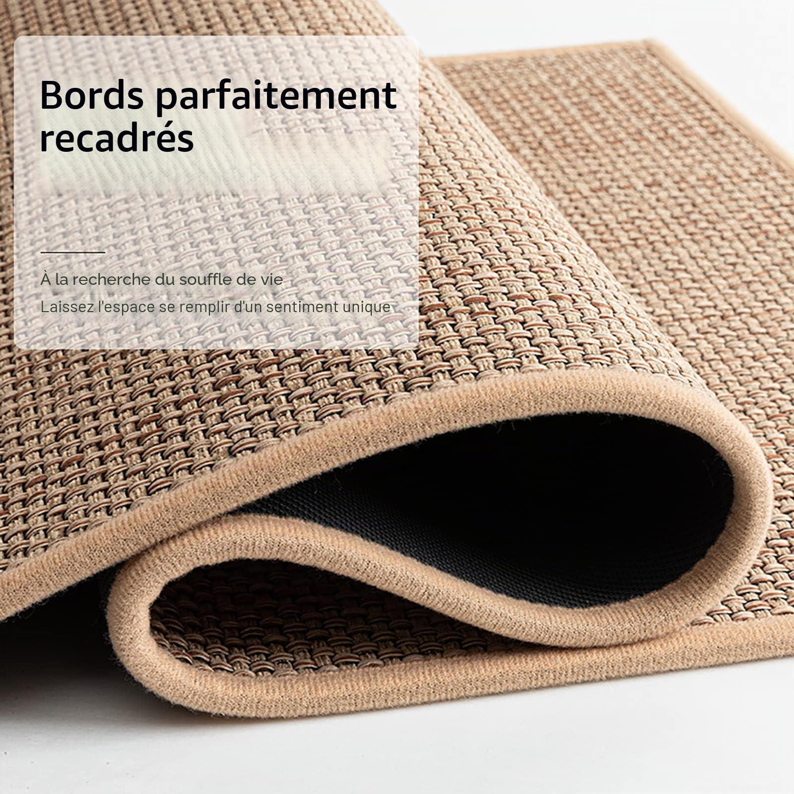 Tapis Cuisine Devant ​Evier Lavable Antidérapant en Caoutchouc, Jute Lin, Gris, 44 x 120cm