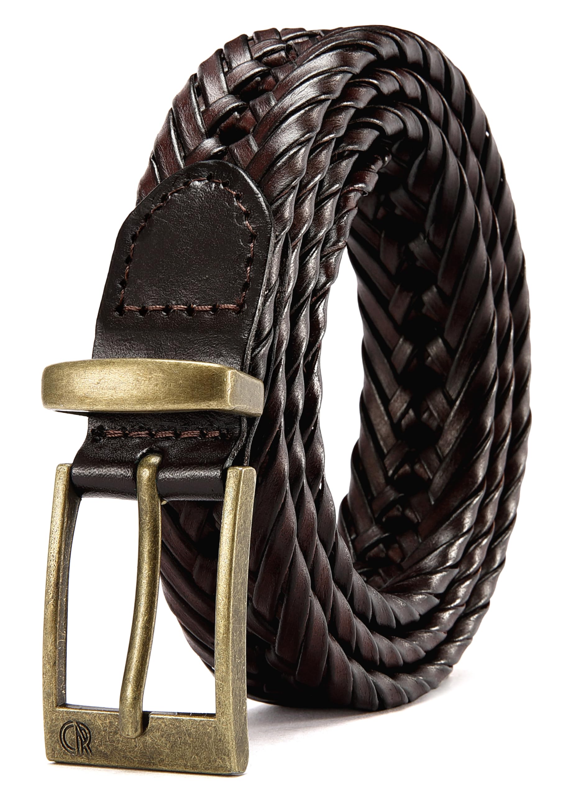 CHAOREN Ceintures tressées en cuir pour homme – Ceinture décontractée en cuir tissé pour pantalon habillé 2,8 cm, espresso, 34