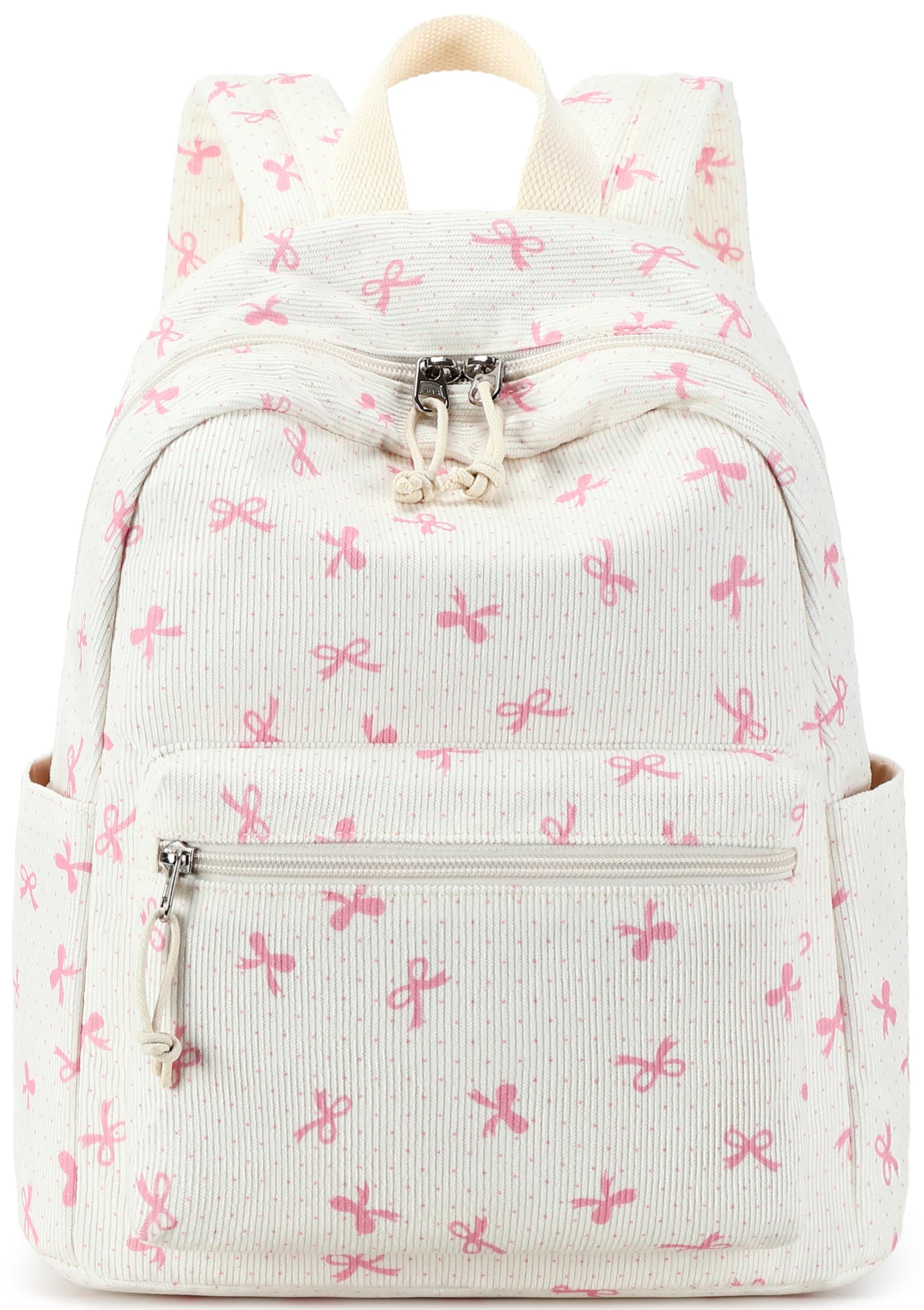 Cute Corduroy School Backpack for Girls with Mini Coin Purse, Lightweight Lomyolo School Backpack for Women 4 5 6 7 8 9 10 11 12 13  main image 2