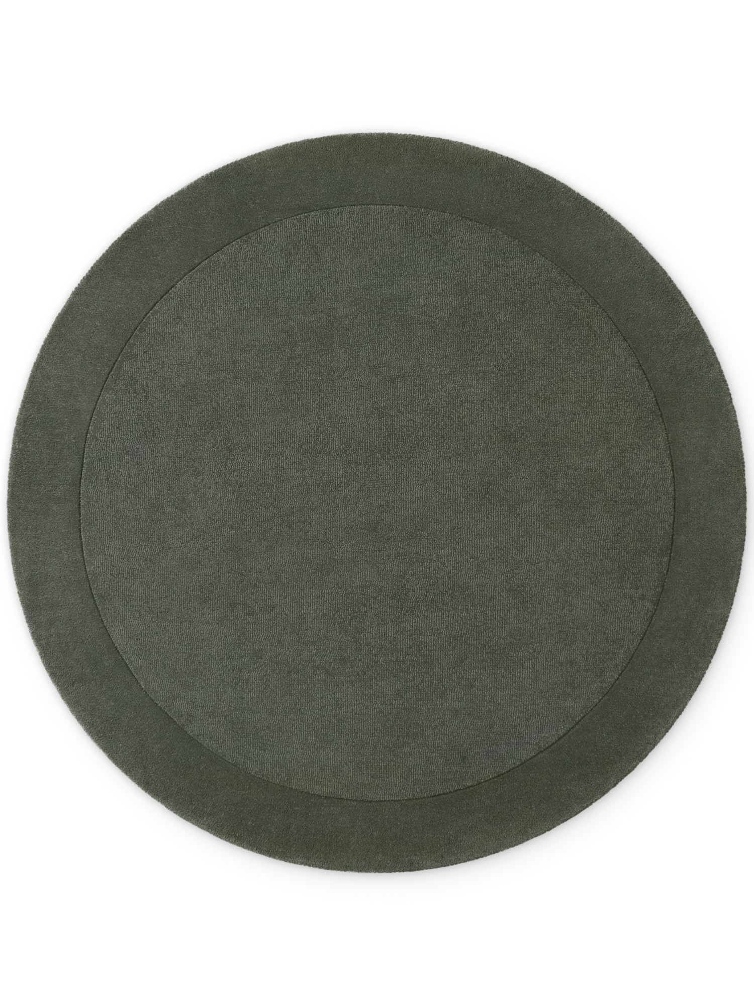 Villeroy & Boch Wollteppich Kivi Rund - Weicher Natur Wohnzimmerteppich mit Bordüre, Handgemacht & Natürlich, Modernes Design für Wohnzimmer, Schlafzimmer, Esszimmer, Flur - Natur Grün, Ø 150 cm