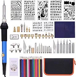 Kit De Queima De Madeira,Sailsbury 79pcs kit de ferramentas de queima de madeira caneta de pirogra profissional conjunto de ferro de solda temperatura ajustável de 200-450 ℃ para iniciantes adultos es