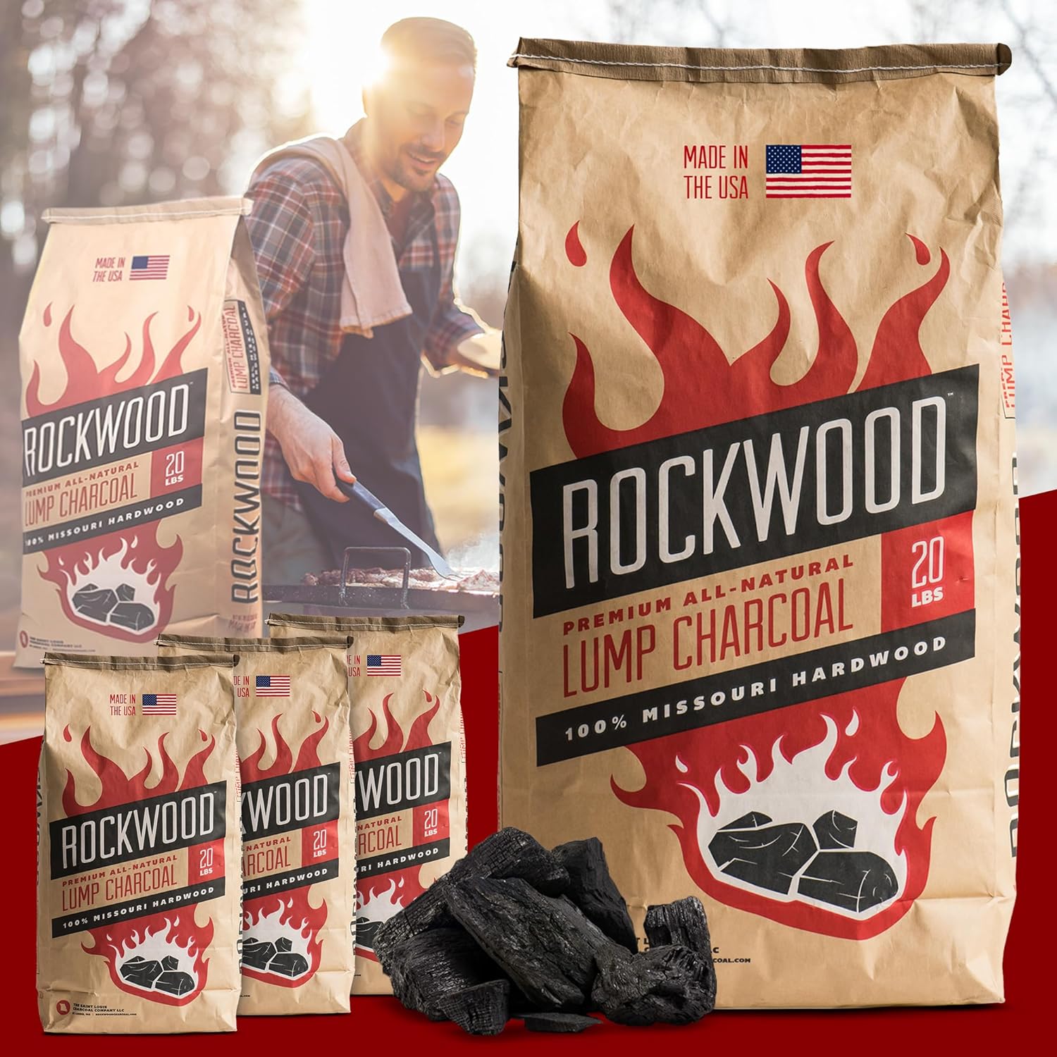 Rockwood All Natural Hardwood Lump Charcoal 20 Lbs 100