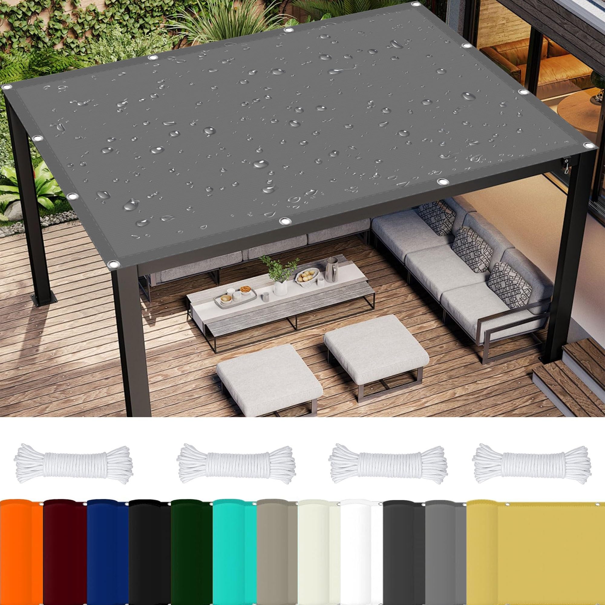 Voile D’ombrage Extérieur 2,2 X 5 M – Protection UV 98%, Imperméable – Avec 4 Cordes De 1,5 M – Pour Jardin, Terrasse, Balcon – Ivoire