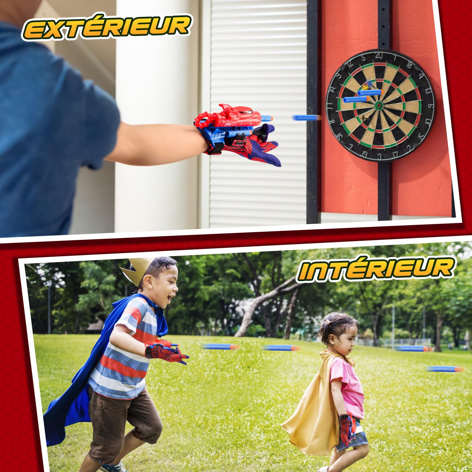 Braxel Jouet Garcon 3 4 5 6 7 Ans, Lot de 2 Lance Toile Jouet Enfant 3-10 Ans Garçon Cadeau Garcon Fille 3-12 Ans Gants Deguisement Enfant Cadeau Paques Jeux Exterieur Enfants