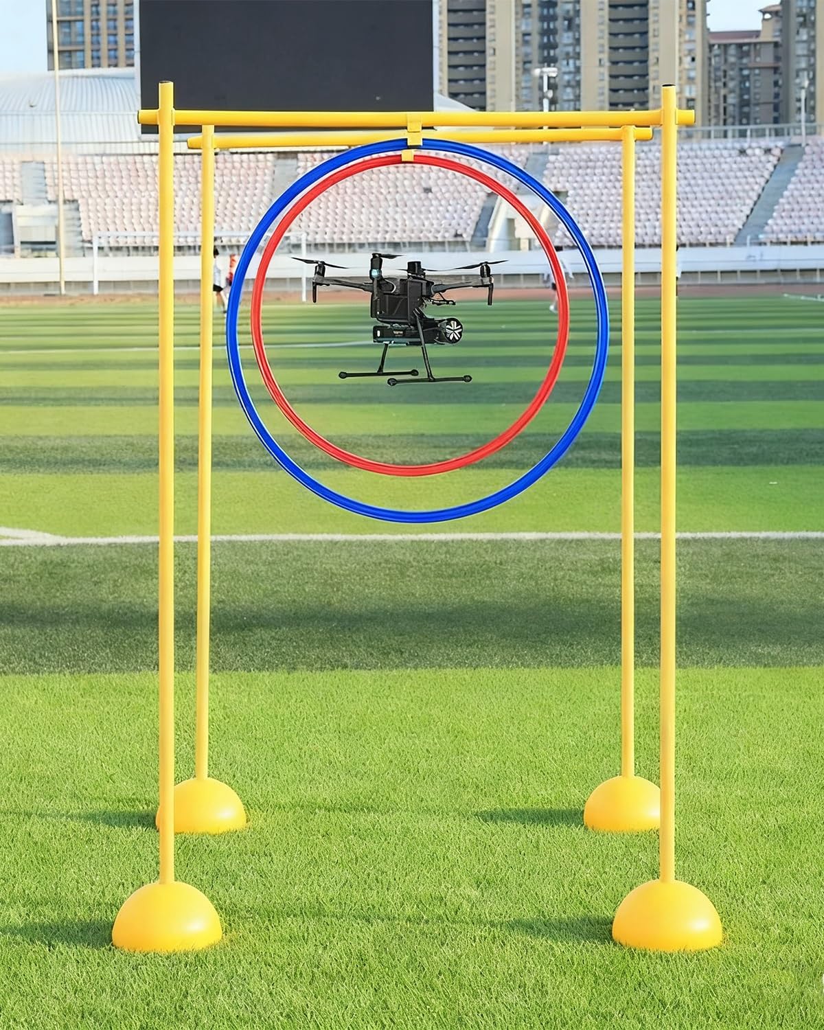 Drone tor Przeszkód Zestaw 2 Latających Obręczy z Przeszkodami 60 cm Dla Dzieci, Tor Przeszkód dla Dzieci I Dorosłych Z Dronem Quadrocopterem, System Bramek do Gry