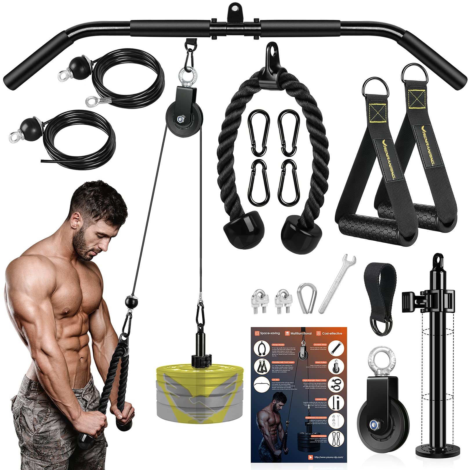 Buy Fitness LAT and Lift Pulley System Gym Upgraded LAT Pull Down