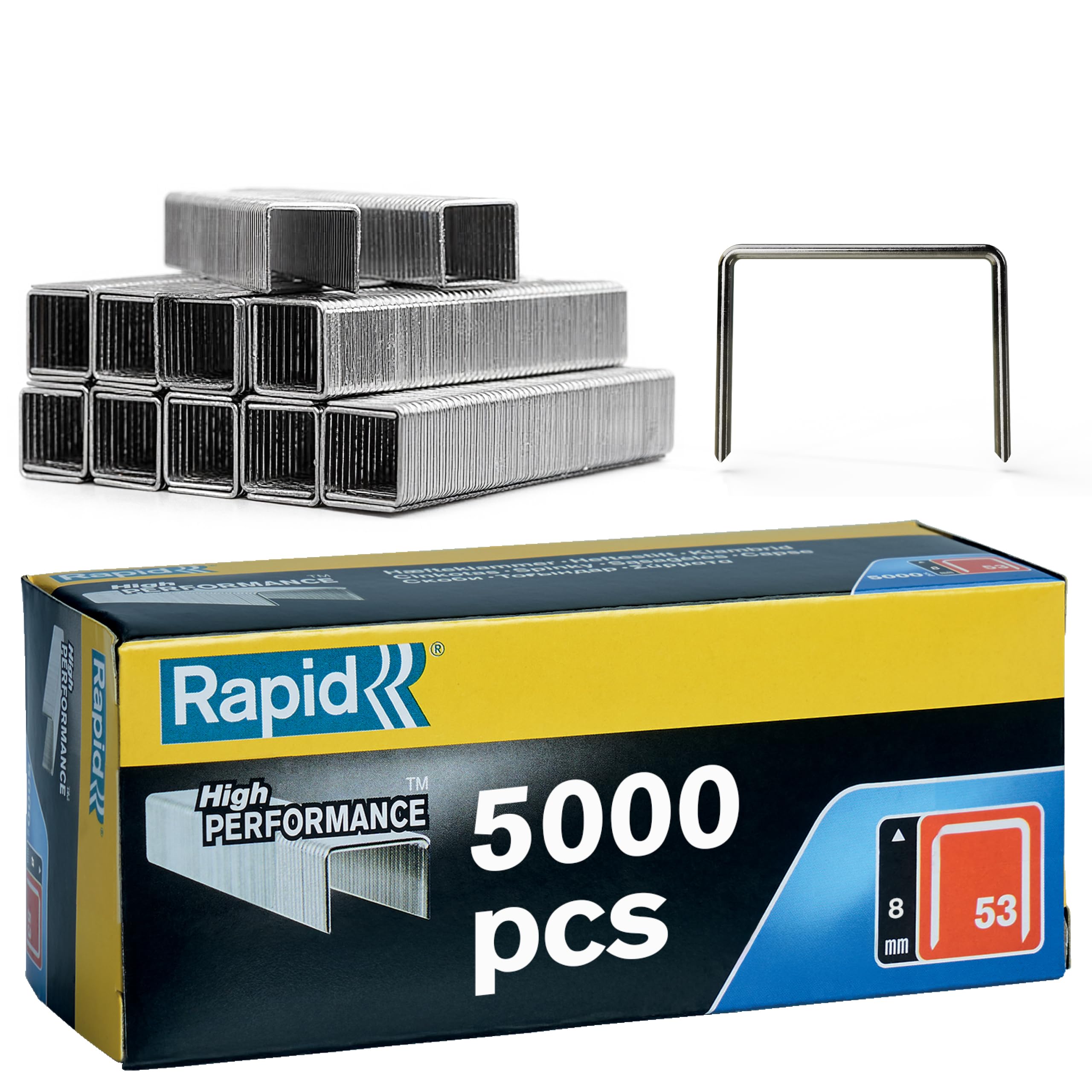 Rapid Tackerklammern Typ 53, 8mm Klammern, 5.000 Stk. Großpackung, Feindrahtklammern für Holz und Stoffe