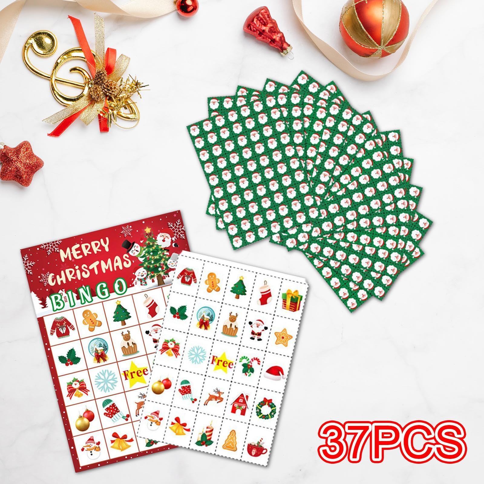Amagogo Christmas Bingo Card Set, Xmas Winter Bingo Cards, Christmas Party Paper Bingo Cards for Adults Classmates Colleagues
