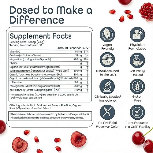 Miniatura 2 de SleepHabits Restore  Polvo de glicinato de magnesio ayuda natural para dormir para adultos con L-teanina, cereza ácida, raíz de remolacha