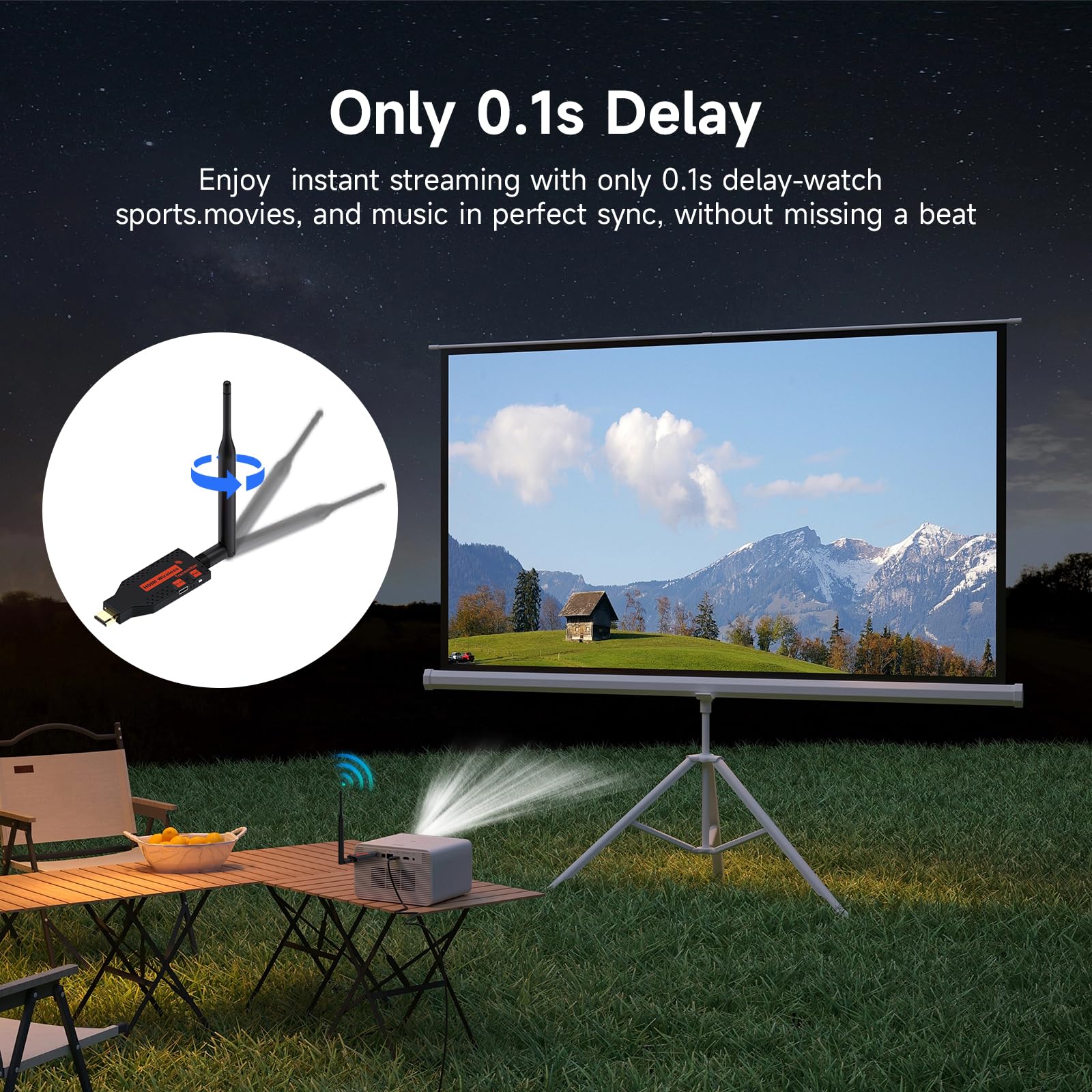 Bezprzewodowe HDMI 4 odbiorniki i 1 nadajnik, 60 m, dekodowanie 4K wyjście 1080p, Plug and Play 2,4 / 5,8 G przy 60 Hz, przenośny zestaw przedłużający do wielu telewizorów, synchronizacja z wieloma