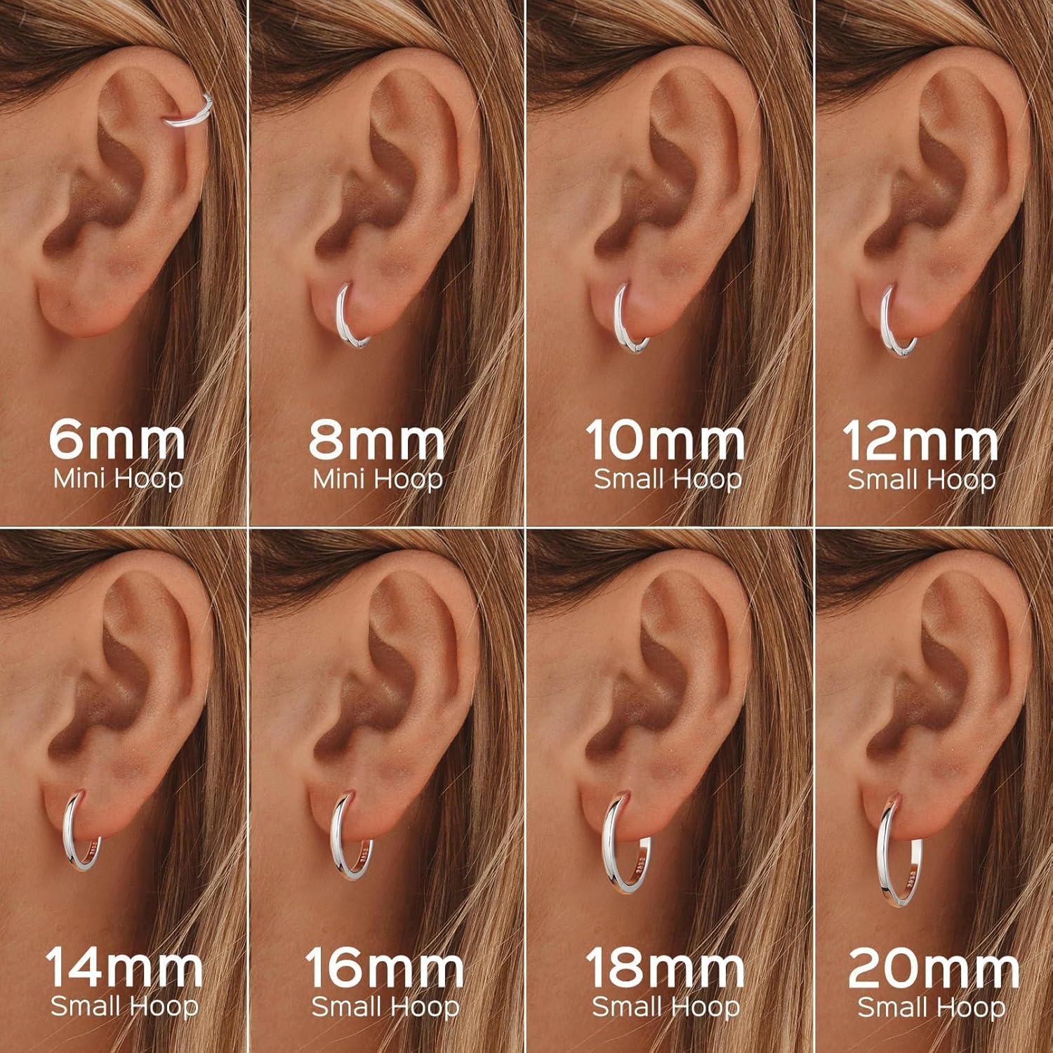 ChicSilver 925 Sterling Silver Huggie Hoop Earrings Small Hoop Earrings for Women Hypoallergenic Silver Huggie Earring Cartilage Earrings for Women (6/8/10/12/14/16/18/20MM) - Image 5