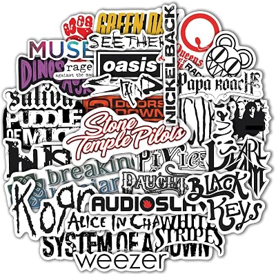36Pcs Grunge Stickers, 90's Grunge Music, Rock Stickers, Rock Band Decals, Music Gifts for Men and Women