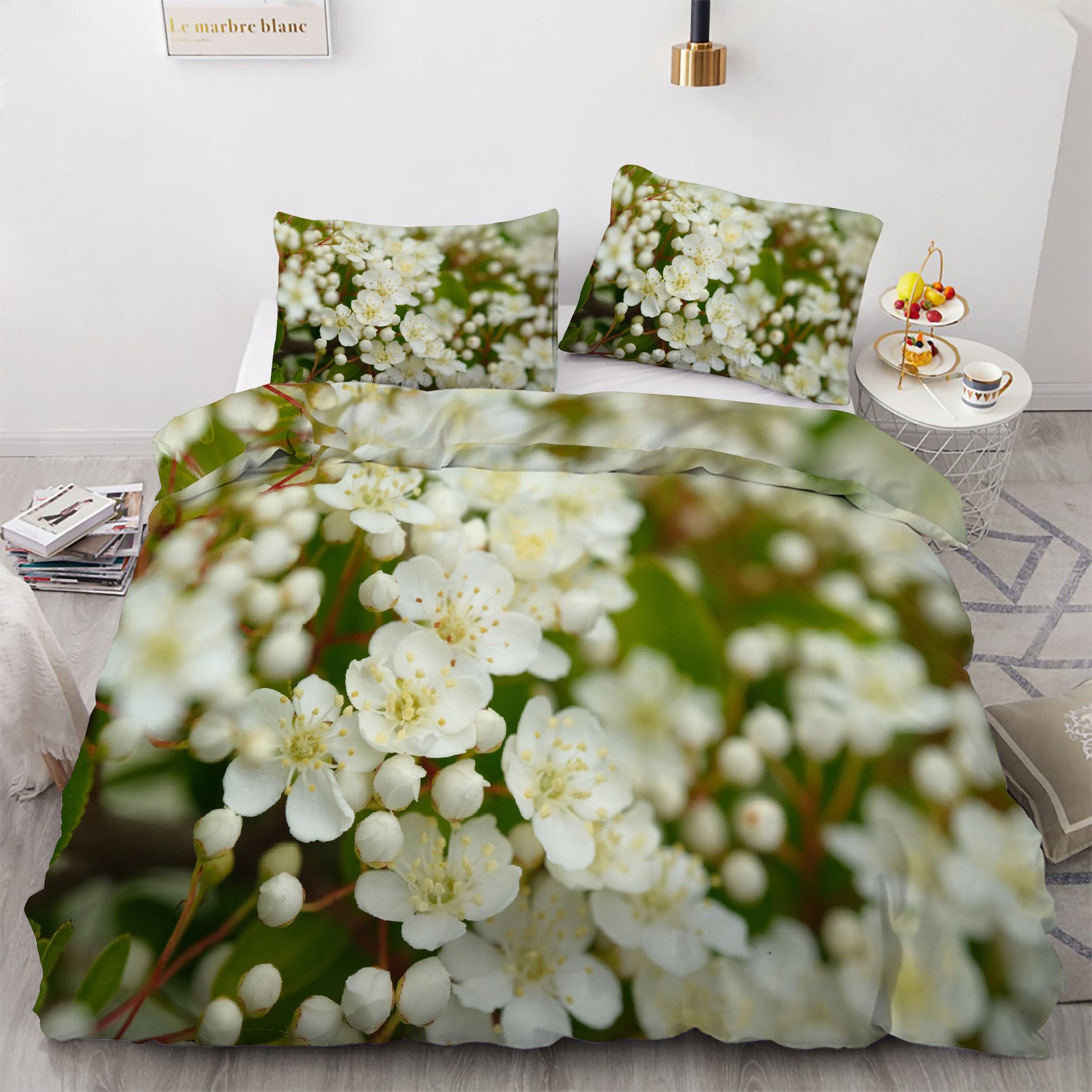 Housse de couette 220x240 fleurs avec fermeture éclair parure de lit microfibre douce durable