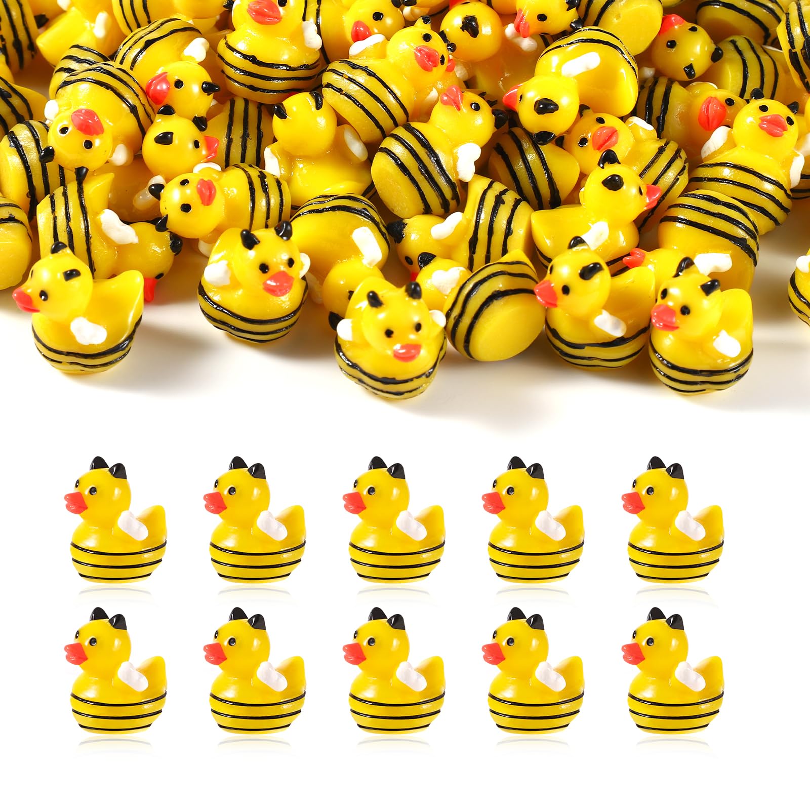 Lasuroa Mini Ducks Set - Tiny Resin Ducks & Bees for Garden, Landscape, Dollhouse & Potted Decorations
