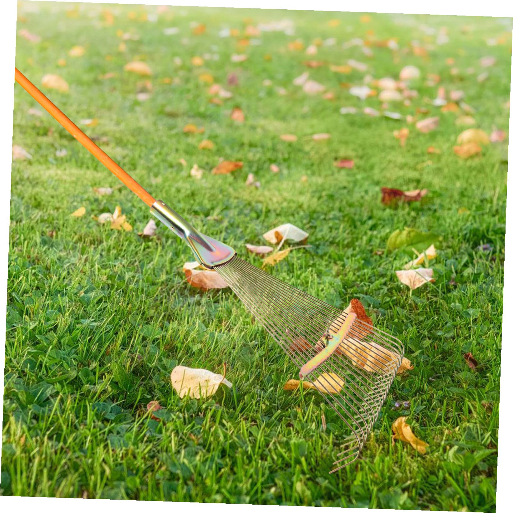 DOITOOL Gartenrechen aus Stahl mit Faltbarem Kopf Kleiner Rasenrechen für Laub und Gras Robuster Drahtrechen für Garten und Rasenpflege