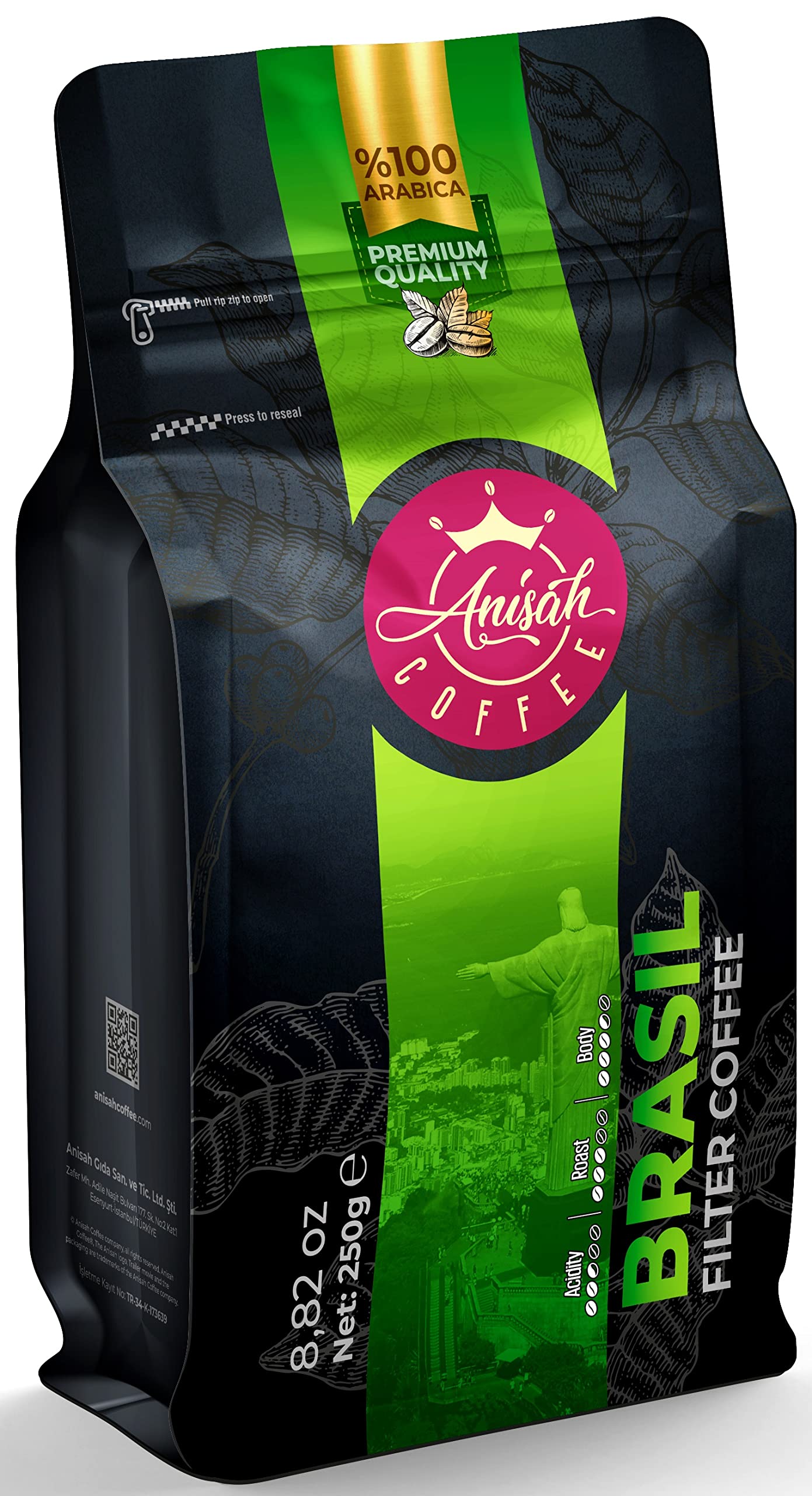 Anisah Coffee Brezilya Filtre Kahve Öğütülmüş 250 Gram