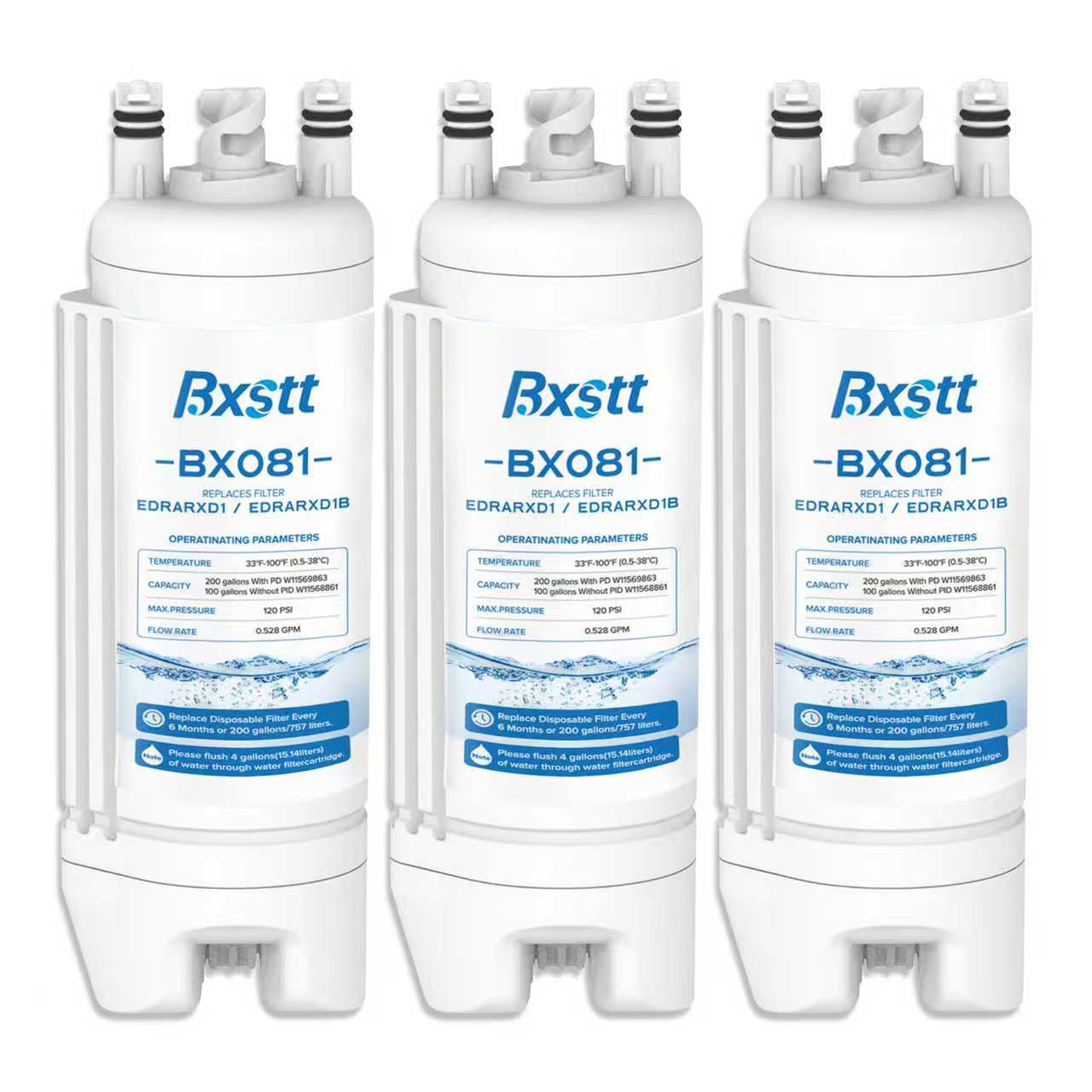 EDRARXD1 Water Filter Replacement, Compatible with Whirlpool EDRARXD1, Everydrop Filter A, EDRARXD1B,Packs Of 3