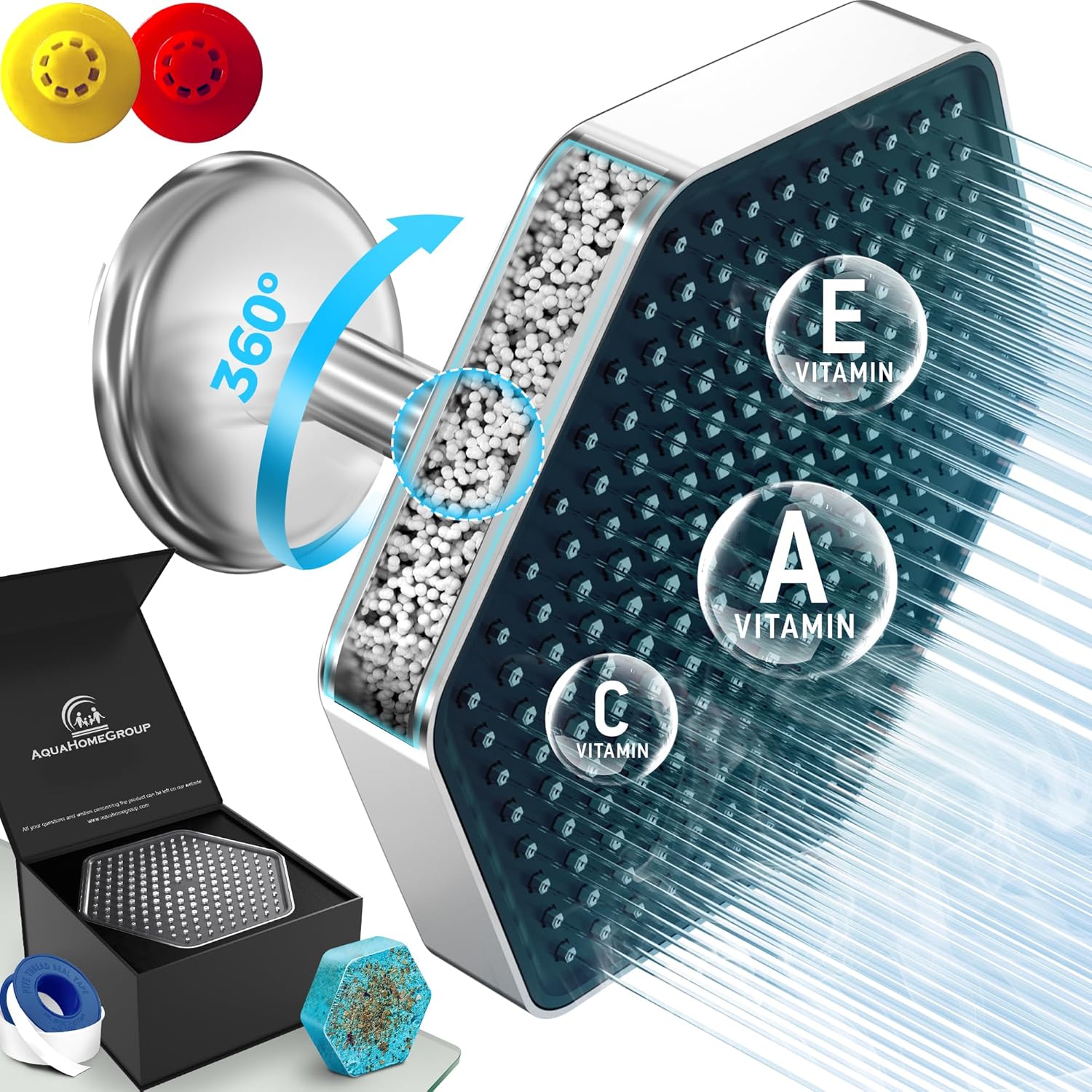 AquaHomeGroup Luxury Filtered Shower Head High Pressure Rain