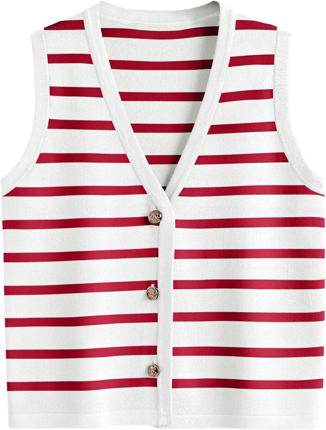 LILLUSORY Vest Tops for Women 2026 Summer Outfits Striped Sweaters Button Up Casual Blouses Jacket Fashion Clothes