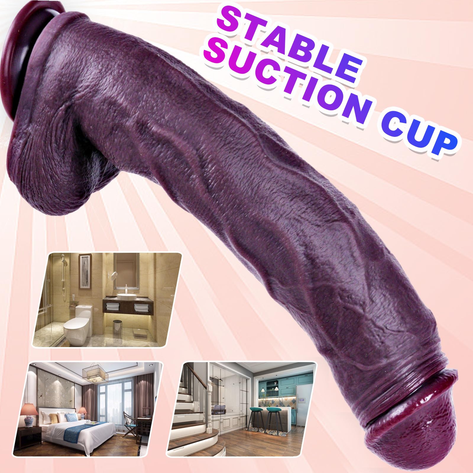 Dildo gigante realistico XXL da 33 cm,realizzato in silicone a doppia densità,con potenti ventose per la stimolazione del punto G e dell'ano, flessibile e super grande, adatto sia a uomini che a donne