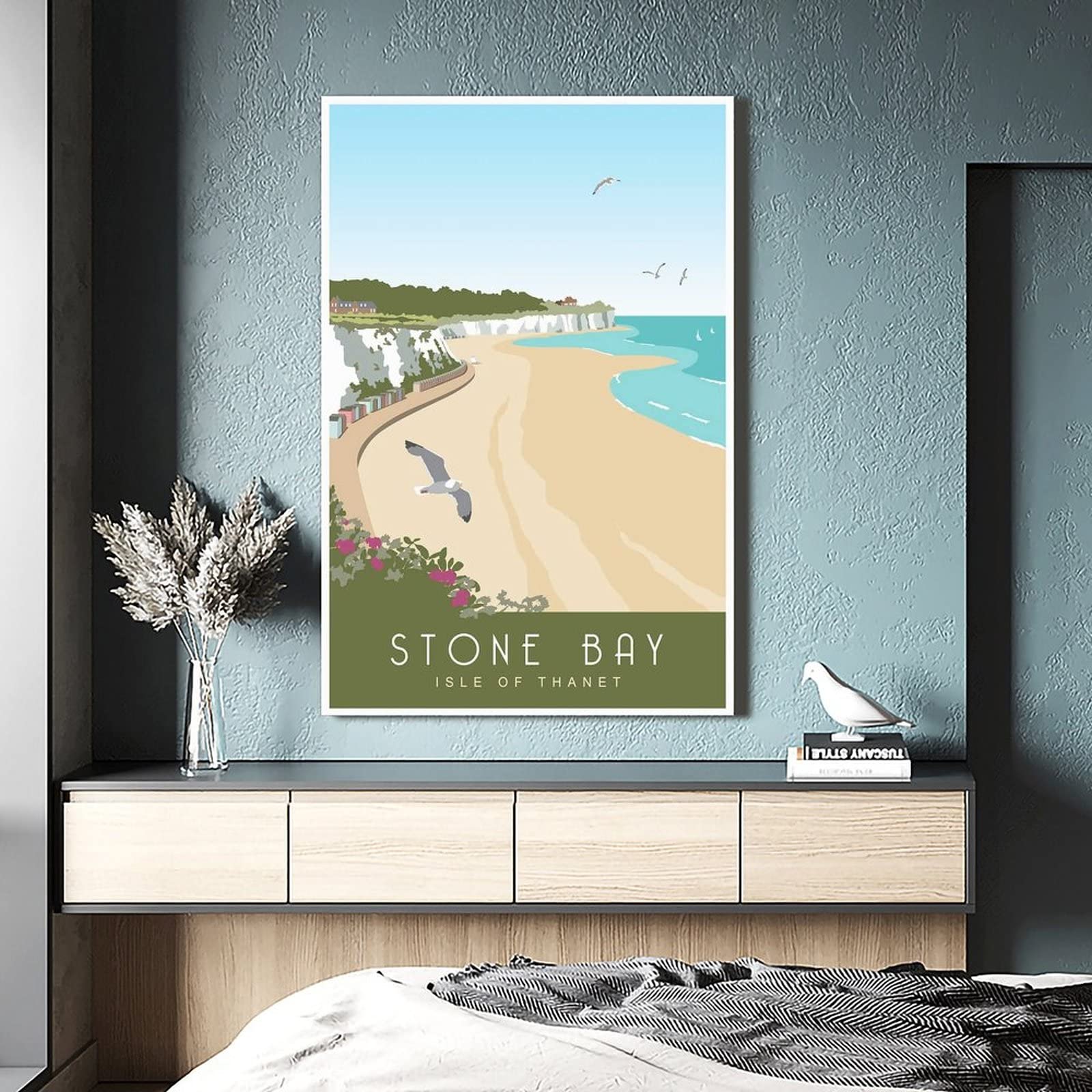 Cartel decorativo de viaje de la bahía de piedra de la vendimia de la bahía de Kent carteles decorativos de la lona del dormitorio moderno del arte de la pintura