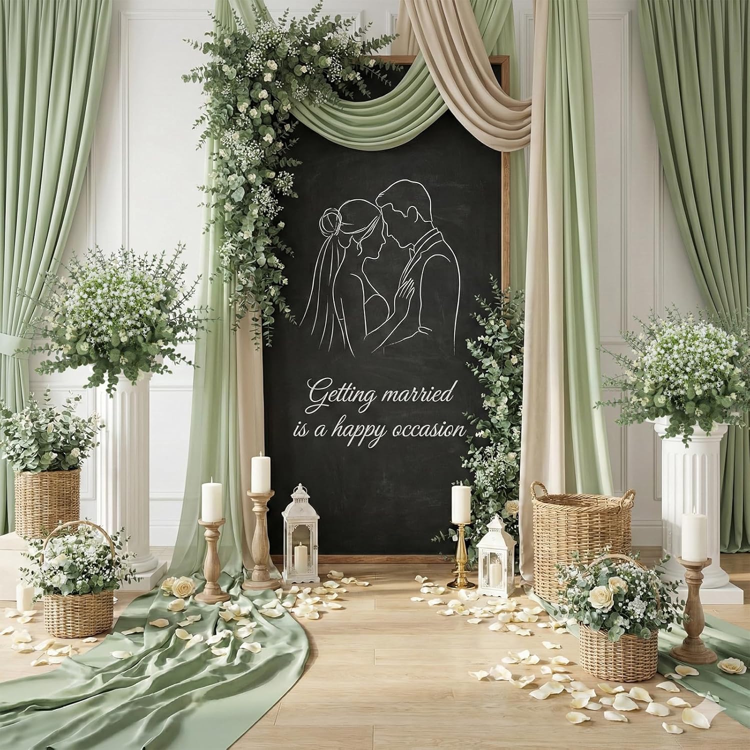 lovemoon Mixed Greenery Artificial Eucalyptus Stems, Baby Breath Artificial Flowers Bulk and Eucalyptus Leaves for Wedding Bouquets Home Office Floral Decor (200, Green and White)