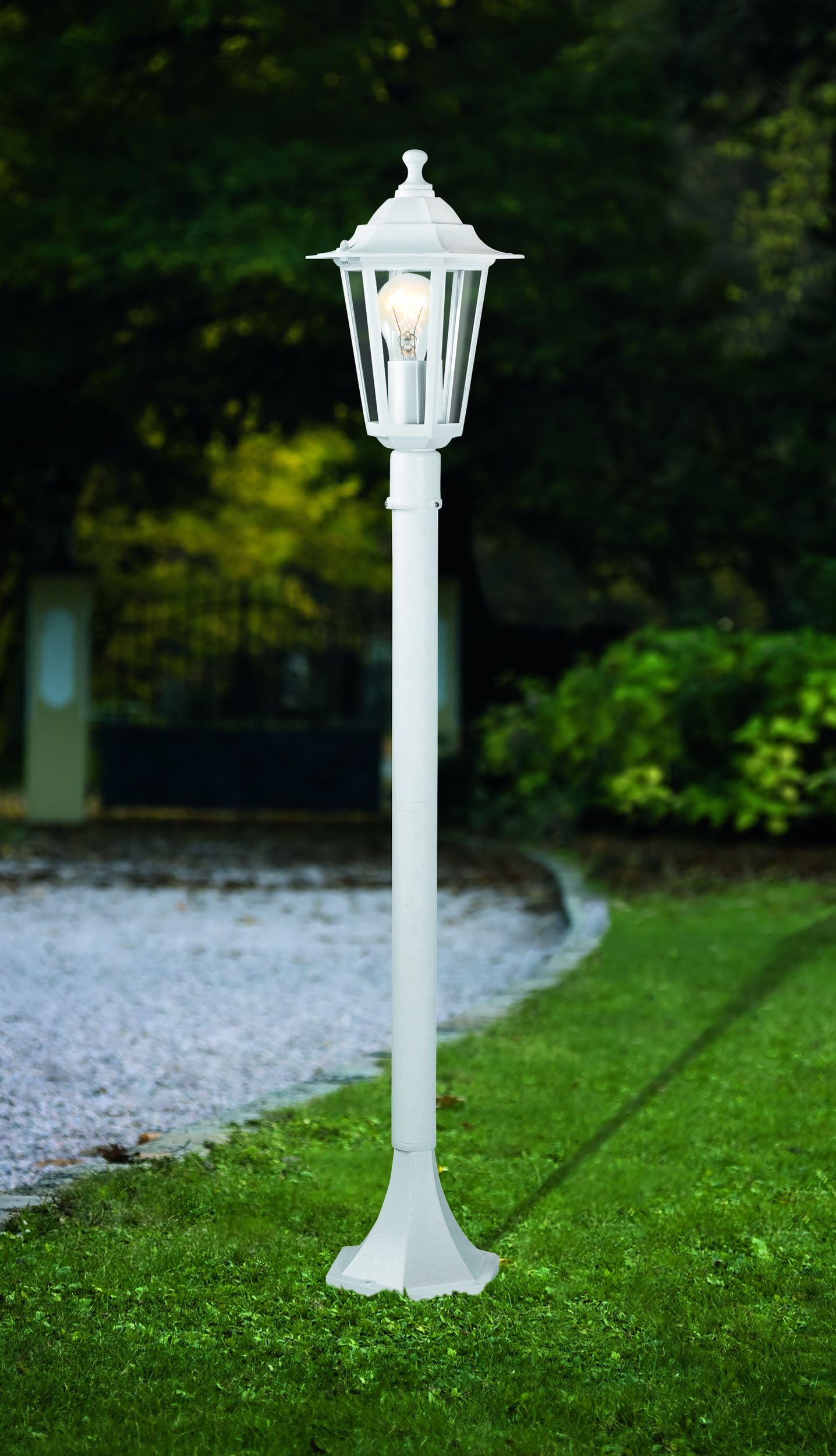 Eglo Laterna 5 Lampada a piantana per esterni, lampada a 1 luce | per esterni, lampada in fusione di alluminio e vetro, colore: bianco, attacco: E27, IP44