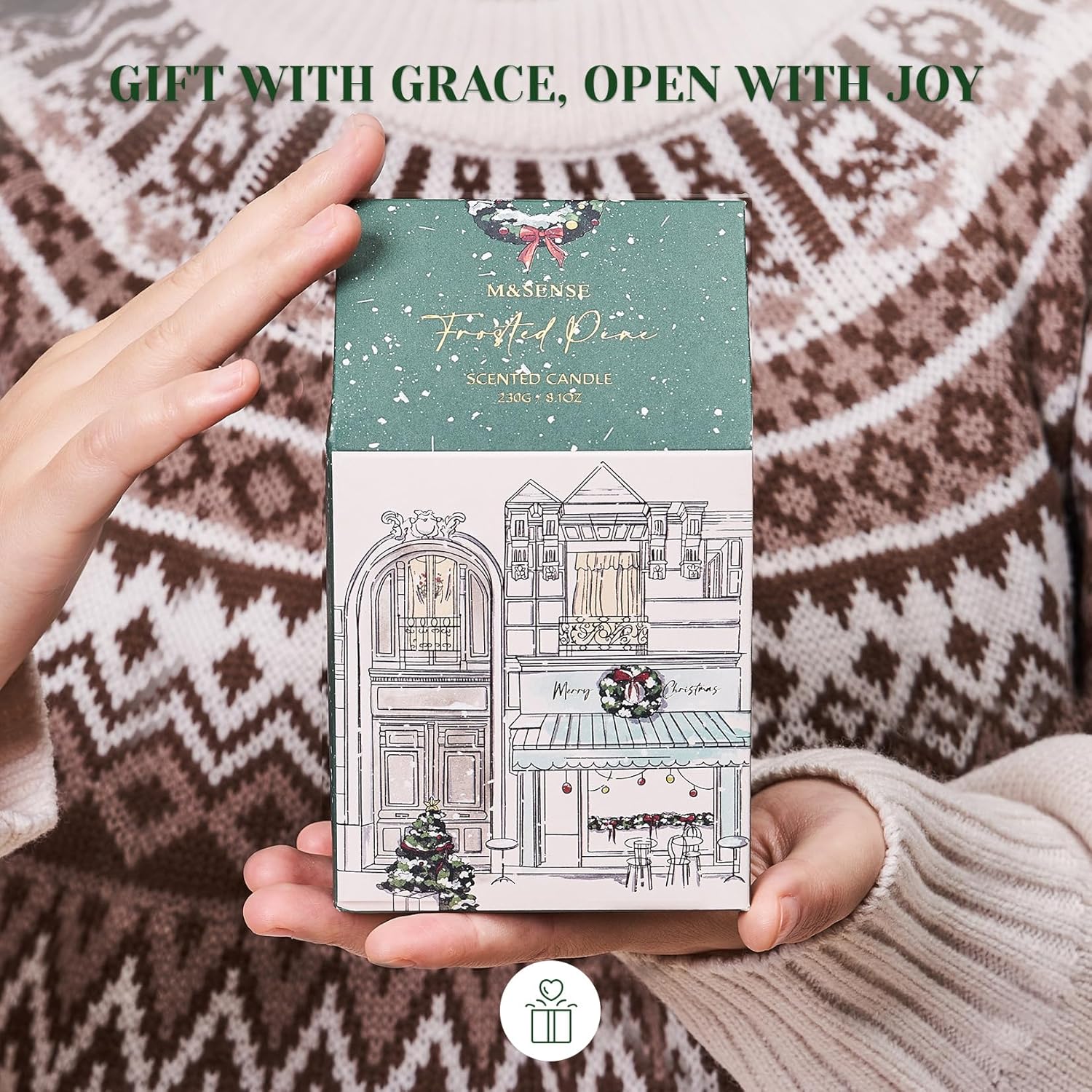 M&SENSE Christmas Holiday Candle - Frosted Pine Scent, 8.1oz Soy Wax, Ideal Winter Home Decor Gift for Women and Men - Image 8