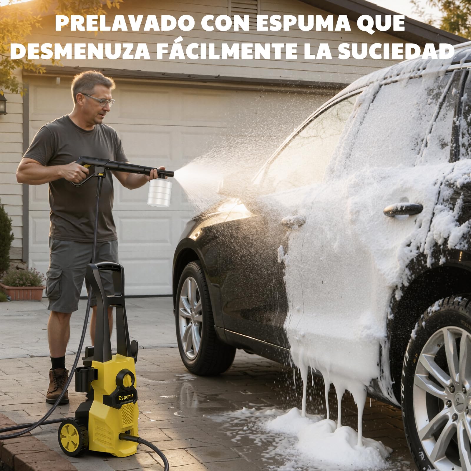 𝟕𝐎%𝟎𝐟𝐟 Hidrolimpiadora de Alta Presión, 120 Bar, Caudal de 380 l/h, área de Trabajo 30 m²/h, Ideal para Hogar, Jardín y Coche –Incluye Manguera de 7m, Bomba de Aluminio, Radio de Acción 12m