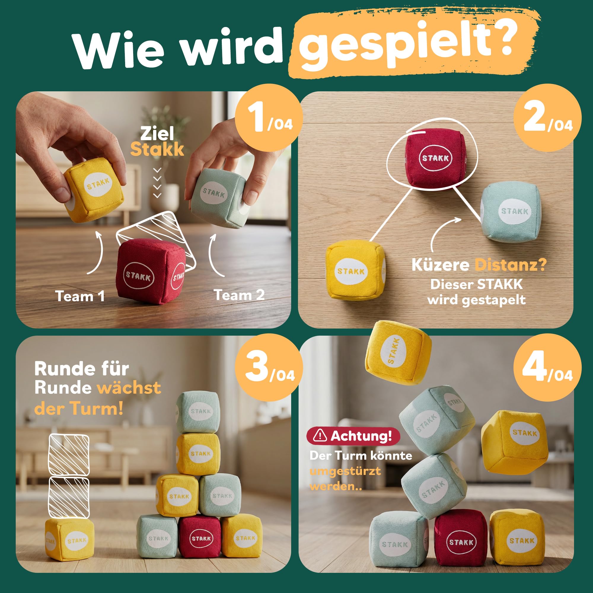 softSTAKK | Das Erfolgs-Wurfspiel jetzt für Indoor & Outdoor | Boccia & Boule neu interpretiert | Familienspiel vereint Geschick & Strategie | Wurfspiel für Kinder & Erwachsene