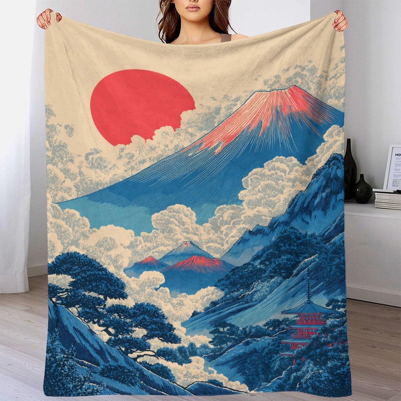 Couverture en peluche Mont Fuji plaid de voyage haut de gamme