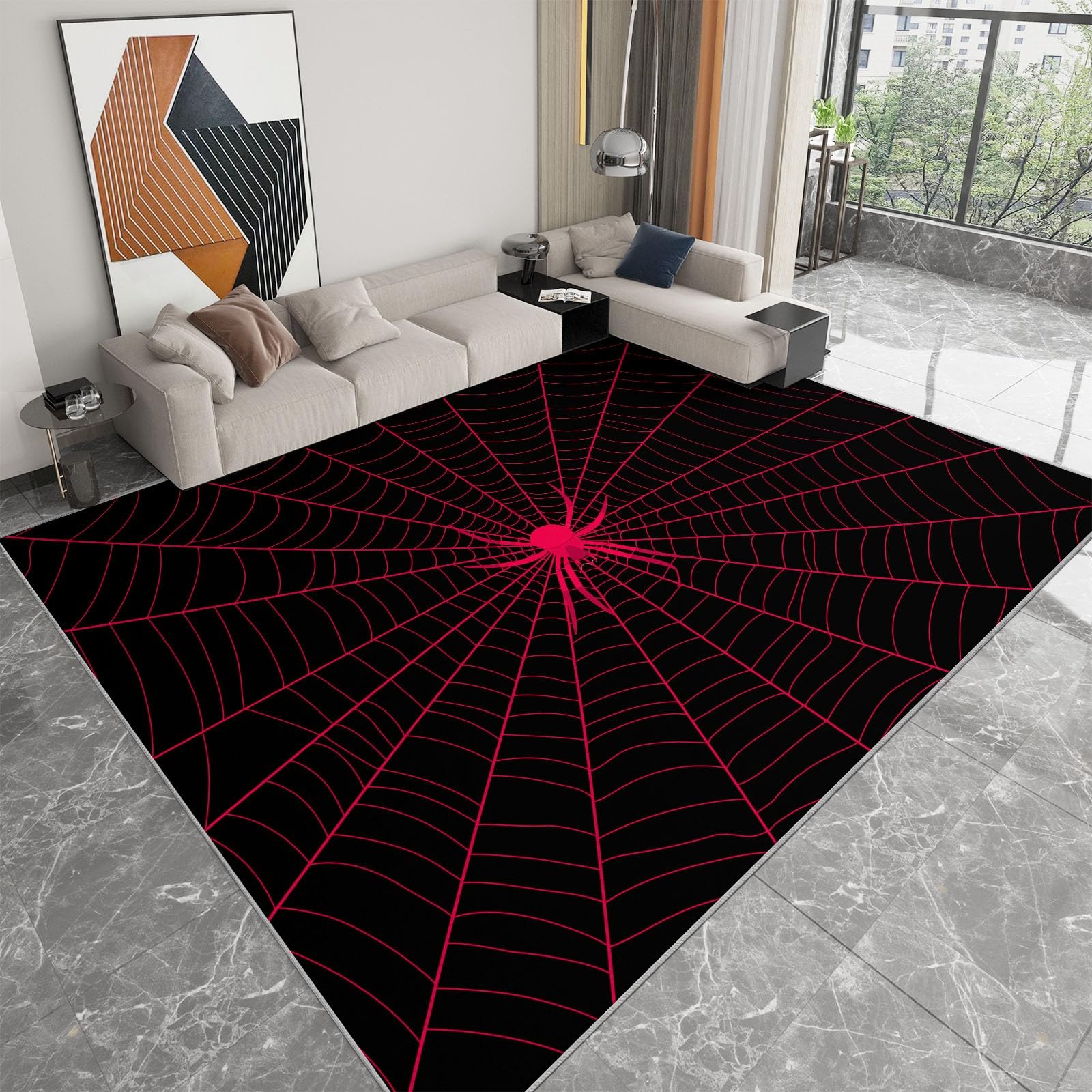 Generico Dywaniki do salonu czerwony pająk 140 x 200 cm nowoczesny dywan do sypialni nadający się do prania dywaniki prostokątne miękkie miękkie miękkie do salonu sypialni