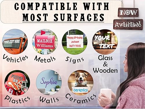 Miniatura 2 de Calcomanía de vinilo personalizada para automóvil (50 colores + fuentes ilimitadas + 55 tamaños)  Haz tu propia calcomanía y calcomanía  Calcomanías