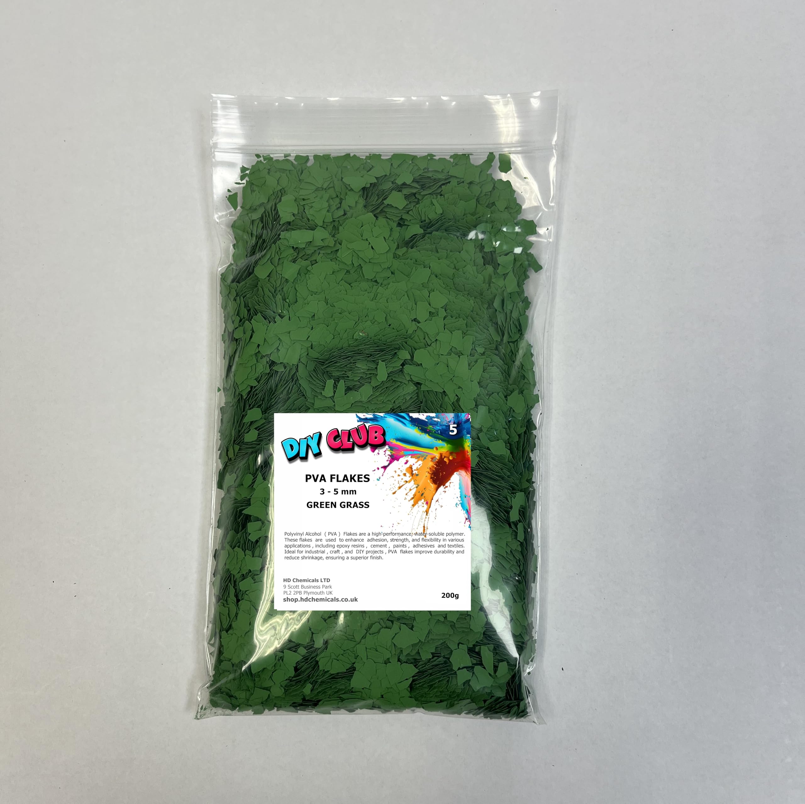 Epoxy Resin PVA CHIPS FLAKES 3-5mm Garage Floor, Decorative Coating, Art and Crafts (GREEN GRASS, 200)