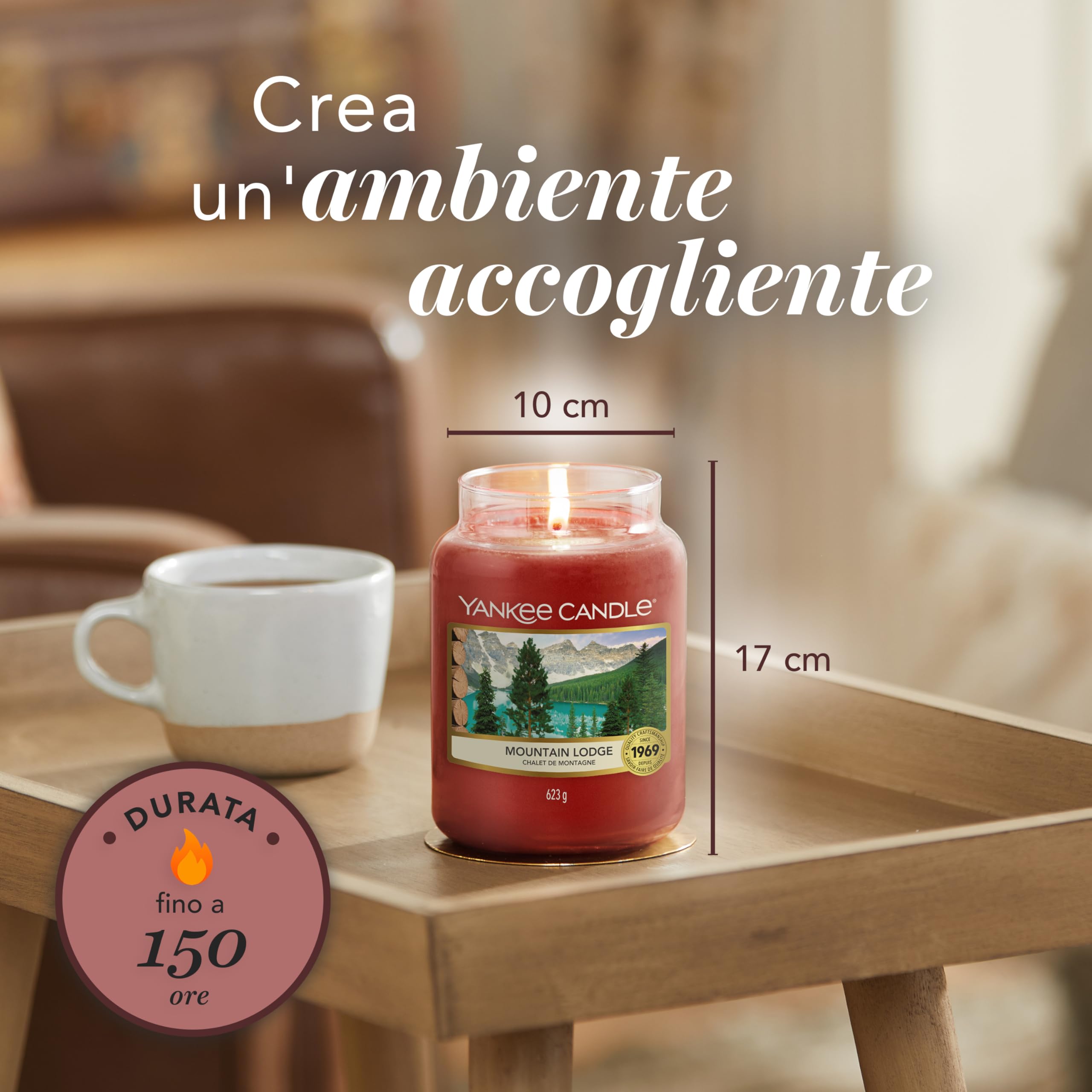 Yankee Candle Candela profumata in giara grande, Mountain Lodge, Durata Fino a 150 Ore, Regali ottimi per le donne