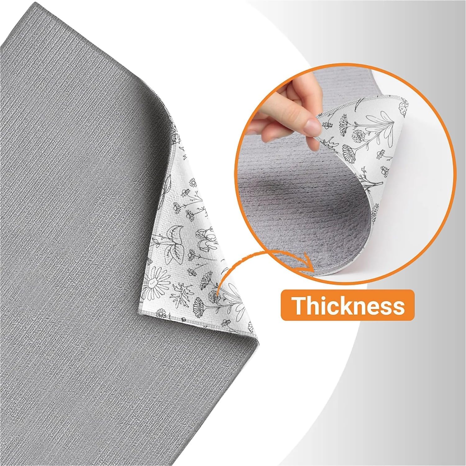 Plant Flowers Cute Dish Drying Mat For Kitchen Counter, Super Absorbent Microfiber Dish Drying Pad, Kitchen Gadgets For Easy Clean Multi-Use Large 18"x24" image 4