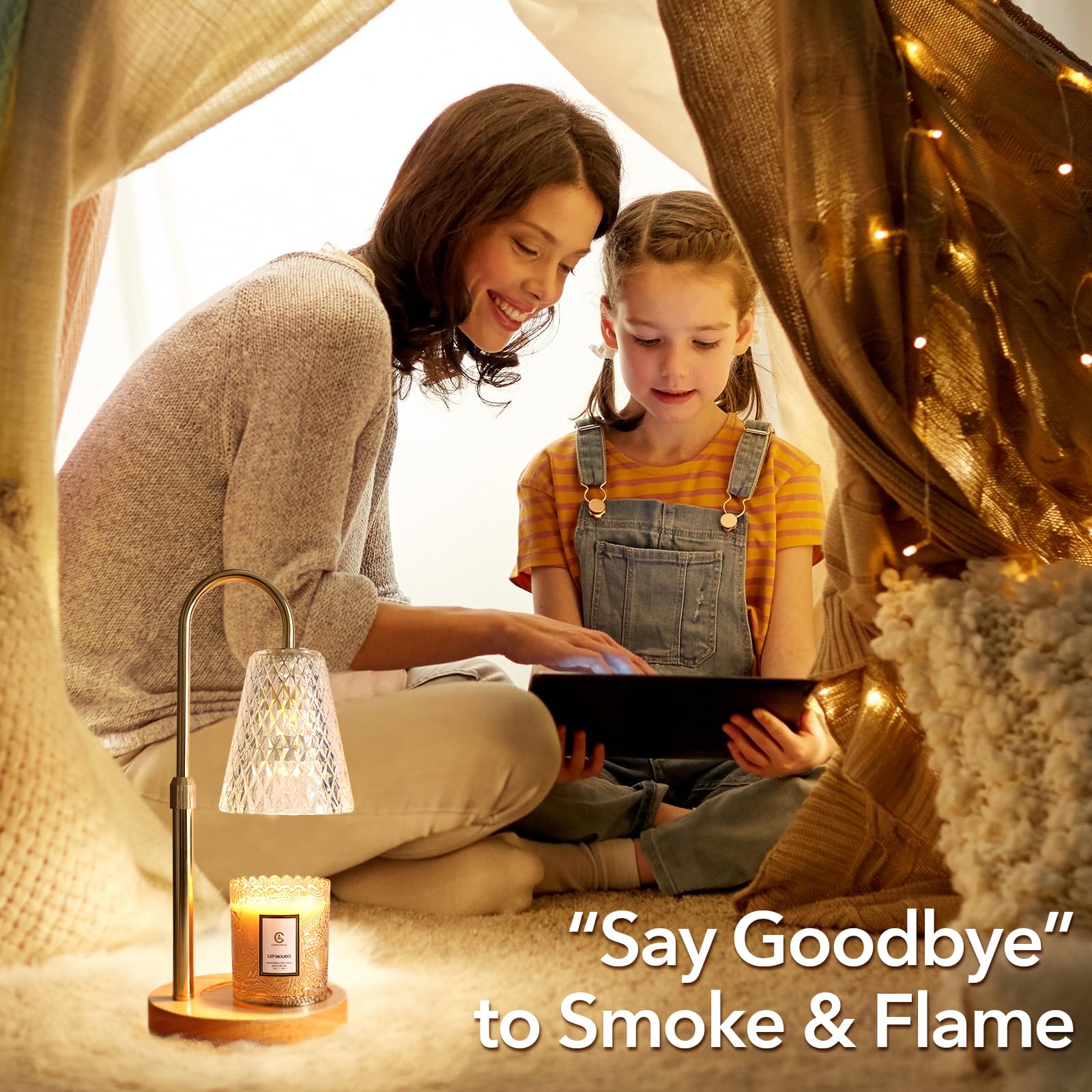 GLOPUS Candle Warmer Lamp, Electric Candle Lamp Warmer, Gifts for Mom, Bedroom Home Decor Dimmable Wax Melt Warmer for Scented Wax with 2 Bulbs, Jar Candles, Valentines Day Gifts for Her