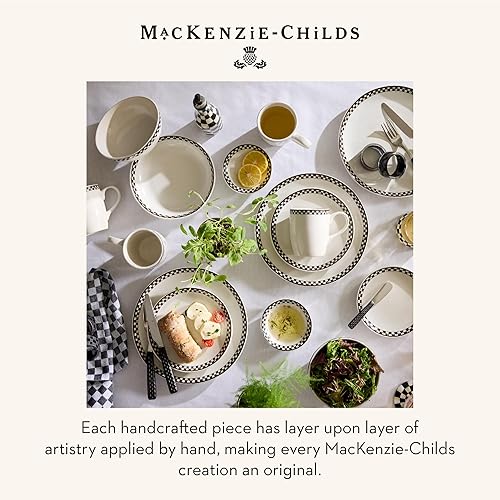 Miniatura 6 de MACKENZIE-CHILDS Juego de 4 cuencos para servir todos los días, juego de 4, a cuadros cortesanos en blanco y negro