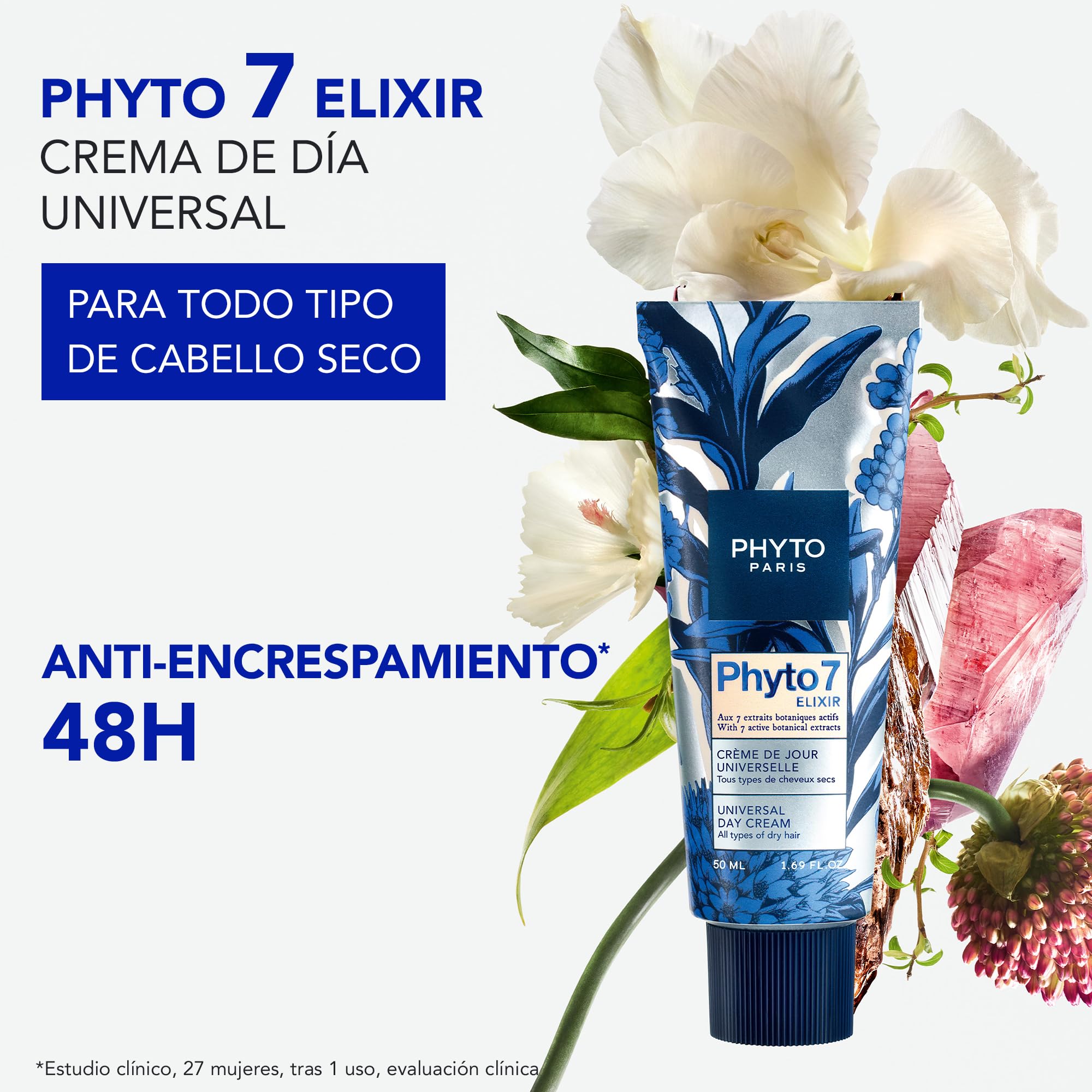 Phyto Paris – Phyto 7 Elixir Crema de Día Universal 100ml – Tratamiento Nutritivo Diario para Cabello Seco – Protección Anti-encrespamiento 48 H – 7 Extractos Botánicos – Sin Aclarado